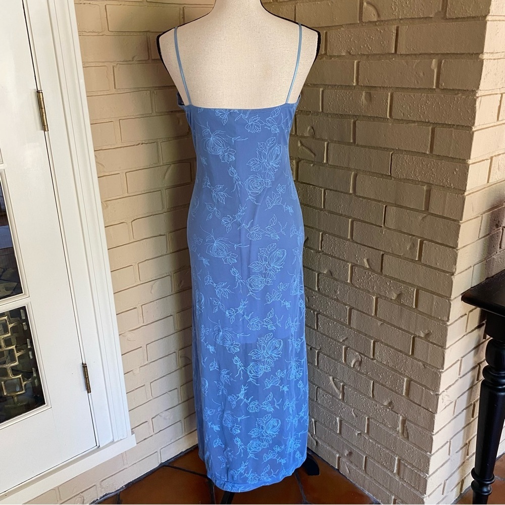 Vintage 00s y2k fairycore fairy Blue asymmetrical Going Out Maxi Dress Floral L - Picture 5 of 10